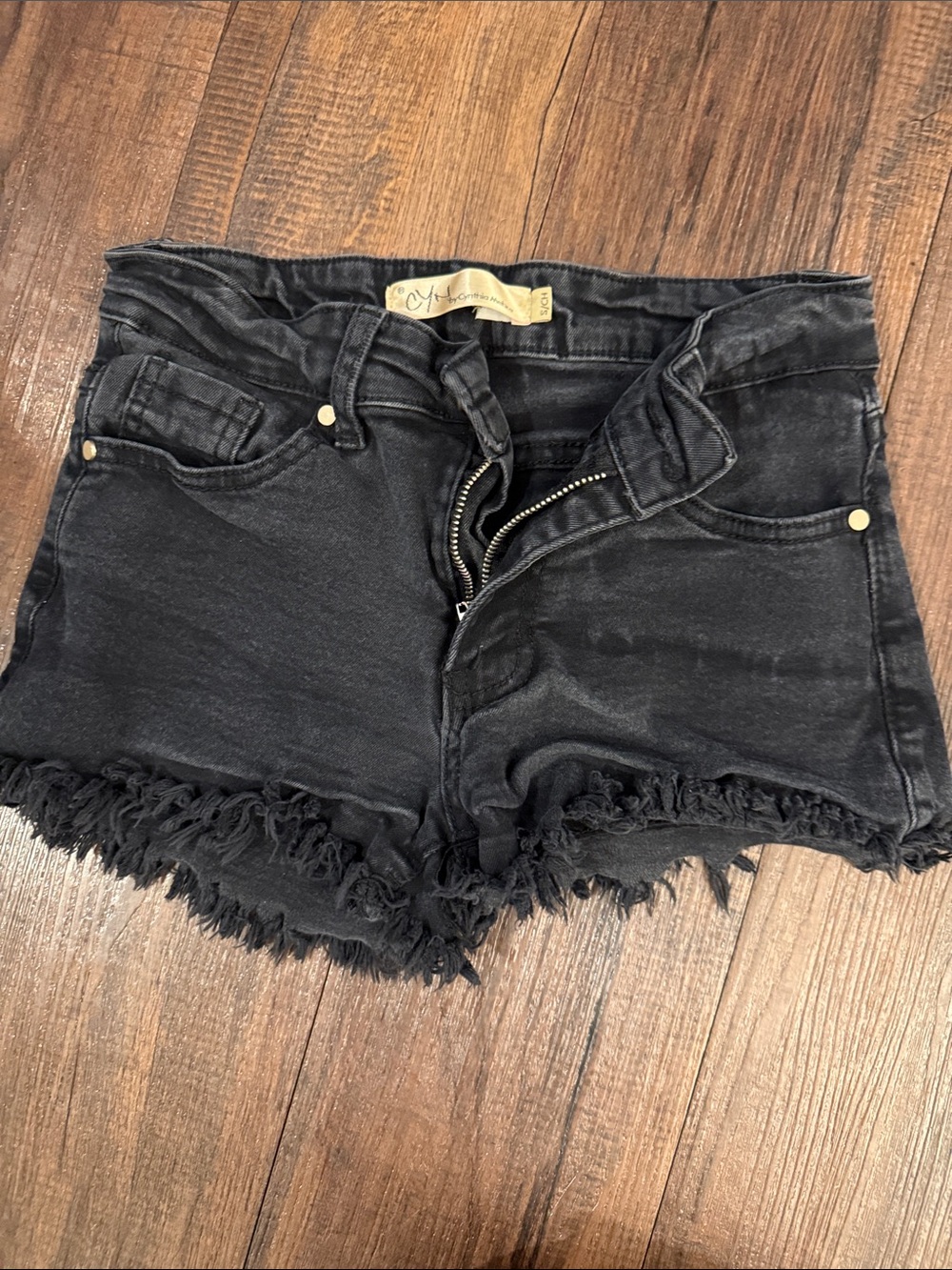 Black Frayed Hem Women's Denim Shorts